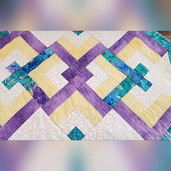 Handmade Quilted Placemats features a Log Cabin Block Pattern - Picture 2 of 3